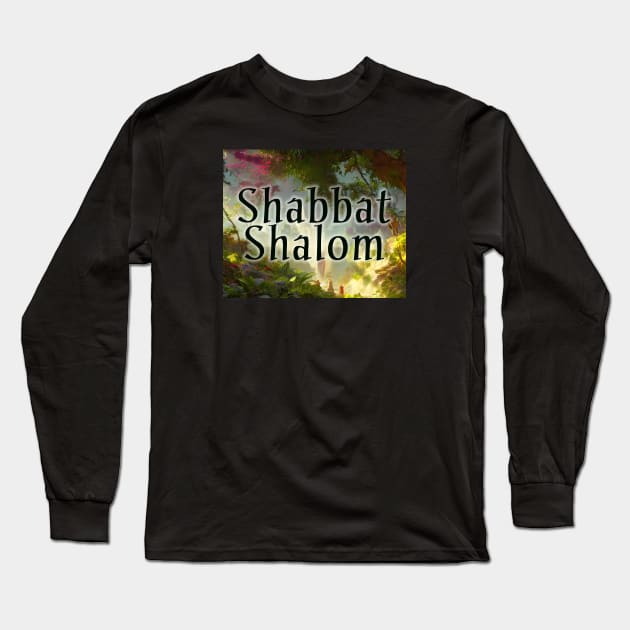 Shabbat Shalom Long Sleeve T-Shirt by cuteandgeeky